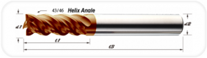 CQE46-4T-TIX-18 Asymmetric Helix angle - 43°/46° CrMo Cutting