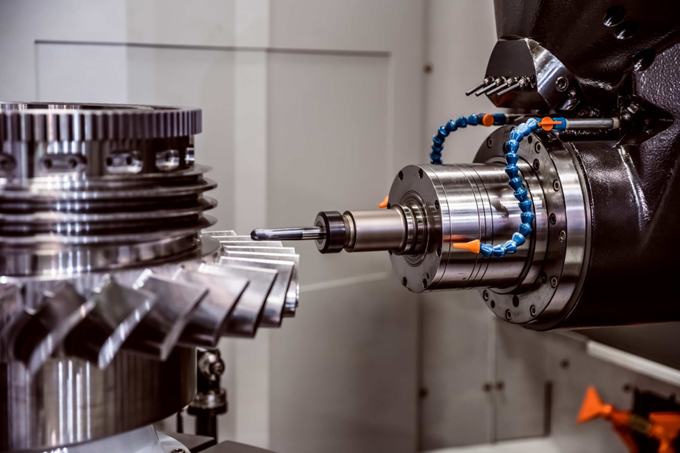 A-horizontal-CNC-milling-machine-performing-a-milling-operation-on-a-metal-part A-horizontal-CNC-milling-machine-performing-a-milling-operation-on-a-metal-part